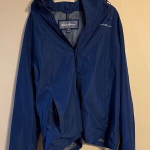Eddie Bauer Men's Blue Hooded Raincoat